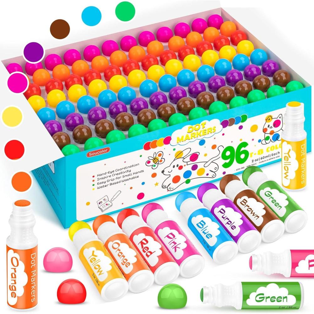 imageDot Markers for Toddlers Kids Preschool Bingo Daubers Washable Art Markers 8 Colors Toddlers Arts and Crafts Supplies Kids Painting Drawing Coloring Supplies Dot Paint Craft Kit Preschool Learning96
