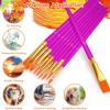 imageSoucolor Acrylic Paint Brushes Set 20Pcs Round Pointed Tip Artist Paintbrushes for Acrylic Painting Oil Watercolor Canvas Boards Rock Body Face Nail Art Halloween Pumpkin Ceramic Crafts Supplies