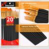 imageSoucolor Acrylic Paint Brushes Set 20Pcs Round Pointed Tip Artist Paintbrushes for Acrylic Painting Oil Watercolor Canvas Boards Rock Body Face Nail Art Halloween Pumpkin Ceramic Crafts SuppliesBlack