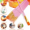 imageSoucolor Acrylic Paint Brushes Set 20Pcs Round Pointed Tip Artist Paintbrushes for Acrylic Painting Oil Watercolor Canvas Boards Rock Body Face Nail Art Halloween Pumpkin Ceramic Crafts SuppliesPink