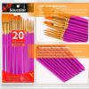 imageSoucolor Acrylic Paint Brushes Set 20Pcs Round Pointed Tip Artist Paintbrushes for Acrylic Painting Oil Watercolor Canvas Boards Rock Body Face Nail Art Halloween Pumpkin Ceramic Crafts Supplies