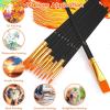 imageSoucolor Acrylic Paint Brushes Set 20Pcs Round Pointed Tip Artist Paintbrushes for Acrylic Painting Oil Watercolor Canvas Boards Rock Body Face Nail Art Halloween Pumpkin Ceramic Crafts SuppliesBlack