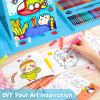 imageSoucolor Art Supplies 283 Pieces Drawing Set Art Kits with Trifold Easel 2 Drawing Pads 1 Coloring Book Crayons Pastels Arts and Crafts Gifts Case for Kids Girls Boys Teens Beginners PurpleBlue