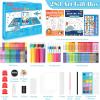 imageSoucolor Art Supplies 283 Pieces Drawing Set Art Kits with Trifold Easel 2 Drawing Pads 1 Coloring Book Crayons Pastels Arts and Crafts Gifts Case for Kids Girls Boys Teens Beginners PurpleBlue