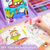 imageSoucolor Art Supplies 283 Pieces Drawing Set Art Kits with Trifold Easel 2 Drawing Pads 1 Coloring Book Crayons Pastels Arts and Crafts Gifts Case for Kids Girls Boys Teens Beginners PurplePurple