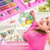 imageSoucolor Art Supplies 283 Pieces Drawing Set Art Kits with Trifold Easel 2 Drawing Pads 1 Coloring Book Crayons Pastels Arts and Crafts Gifts Case for Kids Girls Boys Teens Beginners PurplePink