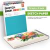 imageSoucolor School Supplies 9quot x 12quot Sketch Book for High College Teacher Student 1Pack 100 Sheets Spiral Bound Art Sketchbook Acid Free 68lb100gsm Artist Blank Book for Kids Back to School StuffAqua Sky