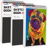 imageSoucolor School Supplies 9quot x 12quot Sketch Book for High College Teacher Student 1Pack 100 Sheets Spiral Bound Art Sketchbook Acid Free 68lb100gsm Artist Blank Book for Kids Back to School StuffBlack