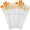 imageSoucolor Acrylic Paint Brushes Set 20Pcs Round Pointed Tip Artist Paintbrushes for Acrylic Painting Oil Watercolor Canvas Boards Rock Body Face Nail Art Halloween Pumpkin Ceramic Crafts SuppliesWhite