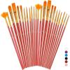 imageSoucolor Acrylic Paint Brushes Set 20Pcs Round Pointed Tip Artist Paintbrushes for Acrylic Painting Oil Watercolor Canvas Boards Rock Body Face Nail Art Halloween Pumpkin Ceramic Crafts SuppliesRed