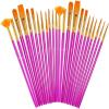 imageSoucolor Acrylic Paint Brushes Set 20Pcs Round Pointed Tip Artist Paintbrushes for Acrylic Painting Oil Watercolor Canvas Boards Rock Body Face Nail Art Halloween Pumpkin Ceramic Crafts SuppliesPurple