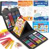 imageSoucolor Art Supplies 283 Pieces Drawing Set Art Kits with Trifold Easel 2 Drawing Pads 1 Coloring Book Crayons Pastels Arts and Crafts Gifts Case for Kids Girls Boys Teens Beginners PurpleBlack