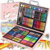 imageSoucolor Arts and Crafts Supplies 183Pack Drawing Painting Set for Kids Girls Boys Teens Coloring Art Kit Gift Crayons Oil Pastels Watercolors Cake Colored Pencils Markers Sketch PaperPink