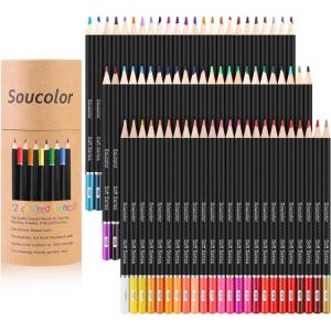imageSoucolor 72Color Colored Pencils for Adult Coloring Books Back to School Supplies Soft Core Artist Drawing Sketching Pencils Set Art Supplies Kit Gifts for Kids Teens Beginners Blending Shading72 Colors With Cylinder Case