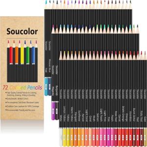 imageSoucolor 72Color Colored Pencils for Adult Coloring Books Back to School Supplies Soft Core Artist Drawing Sketching Pencils Set Art Supplies Kit Gifts for Kids Teens Beginners Blending ShadingMulticolor