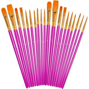 imageSoucolor Acrylic Paint Brushes Set 20Pcs Round Pointed Tip Artist Paintbrushes for Acrylic Painting Oil Watercolor Canvas Boards Rock Body Face Nail Art Halloween Pumpkin Ceramic Crafts Supplies