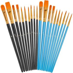 imageSoucolor Acrylic Paint Brushes Set 20Pcs Round Pointed Tip Artist Paintbrushes for Acrylic Painting Oil Watercolor Canvas Boards Rock Body Face Nail Art Halloween Pumpkin Ceramic Crafts SuppliesBlack  Blue
