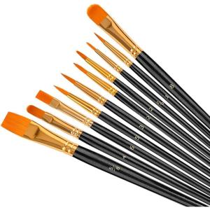 imageSoucolor Acrylic Paint Brushes Set 20Pcs Round Pointed Tip Artist Paintbrushes for Acrylic Painting Oil Watercolor Canvas Boards Rock Body Face Nail Art Halloween Pumpkin Ceramic Crafts SuppliesBlack