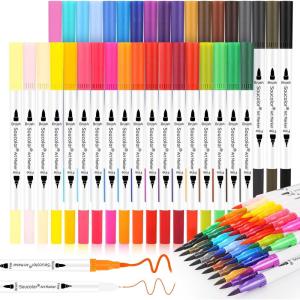 imageSoucolor Gifts for Teen Girls Aesthetic Cute Preppy Stuff School Supplies Teen Girl Gifts Art Kits for Girls Ages 614 100 Colors Dual Tip Brush and Fine Point Markers Pens for Mothers Day Gift36 Colors White Barrel