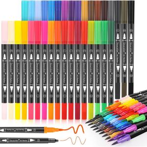 imageSoucolor Gifts for Teen Girls Aesthetic Cute Preppy Stuff School Supplies Teen Girl Gifts Art Kits for Girls Ages 614 100 Colors Dual Tip Brush and Fine Point Markers Pens for Mothers Day Gift34 Colors