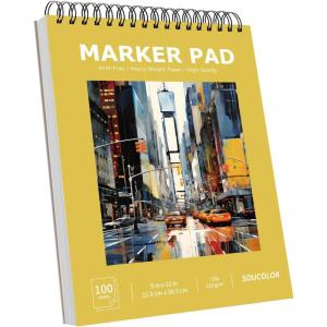 imageSoucolor School Supplies 9quot x 12quot Sketch Book for High College Teacher Student 1Pack 100 Sheets Spiral Bound Art Sketchbook Acid Free 68lb100gsm Artist Blank Book for Kids Back to School StuffCute Yellow