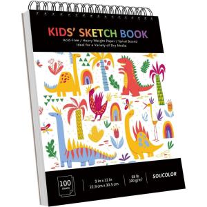 imageSoucolor 55quot x 85quot Sketch Book 100 Sheets Spiral Bound Art Sketchbook Acid Free 68lb100gsm Artist Drawing Book Paper Painting Sketching PadCute Black