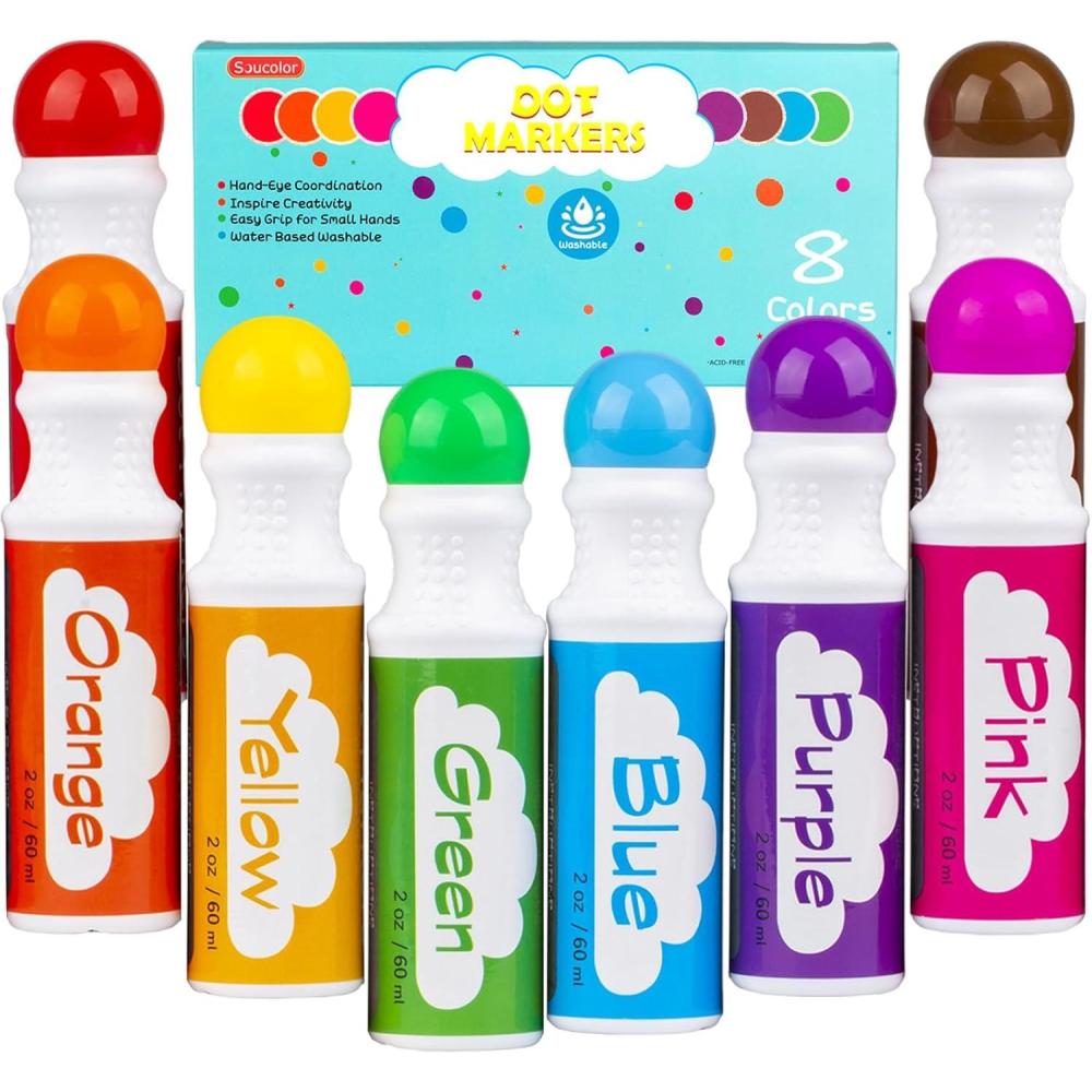 imageDot Markers for Toddlers Kids Preschool Bingo Daubers Washable Art Markers 8 Colors Toddlers Arts and Crafts Supplies Kids Painting Drawing Coloring Supplies Dot Paint Craft Kit Preschool Learning8